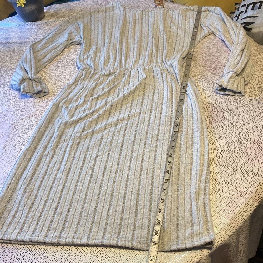 SHEIN LUNE Metallic Button Asymmetric Neckline Lantern Sleeve Ribbed Kni… - Picture 13 of 16
